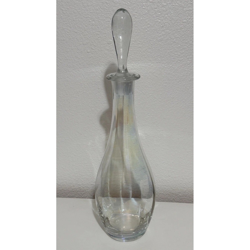 Vintage Toscany Handblown Iridescent Decanter Genie Bottle With Stopper 15" - Picture 2 of 16